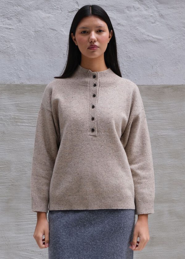 Button Funnel Neck - Sand