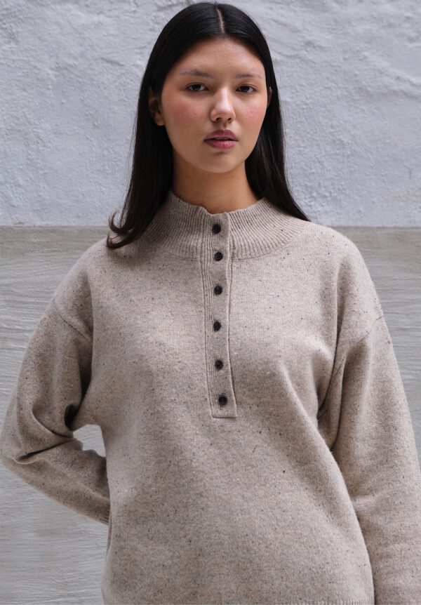 Button Funnel Neck - Sand - Image 2