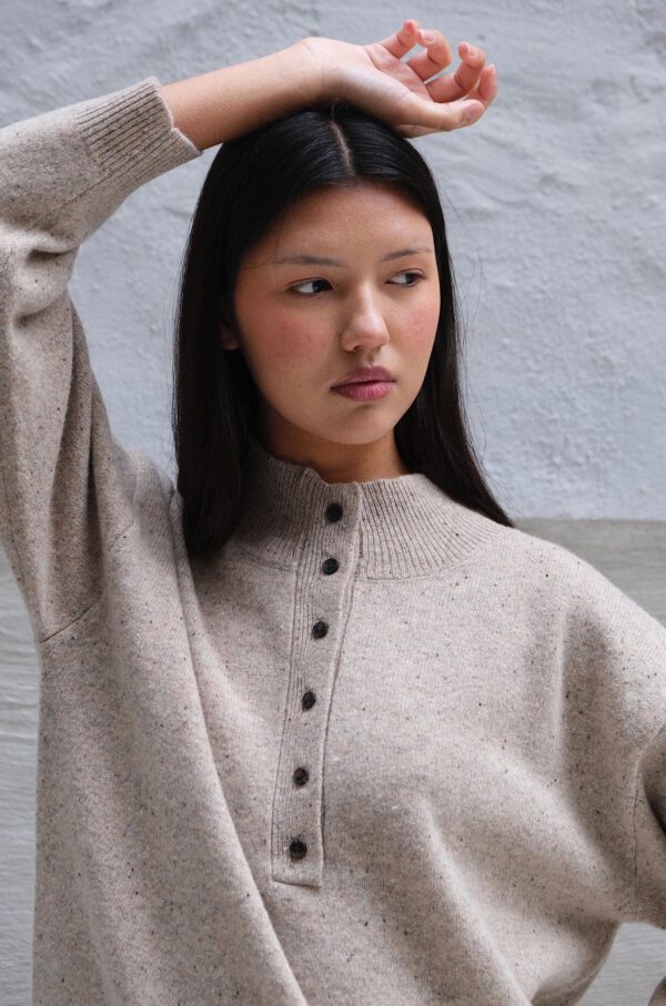 Button Funnel Neck - Sand - Image 4