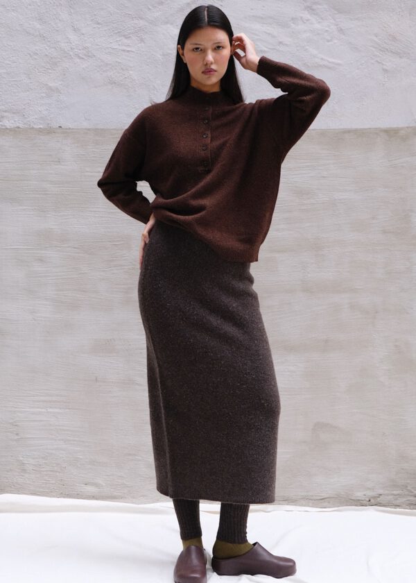 Boiled Wool Skirt - Coffee