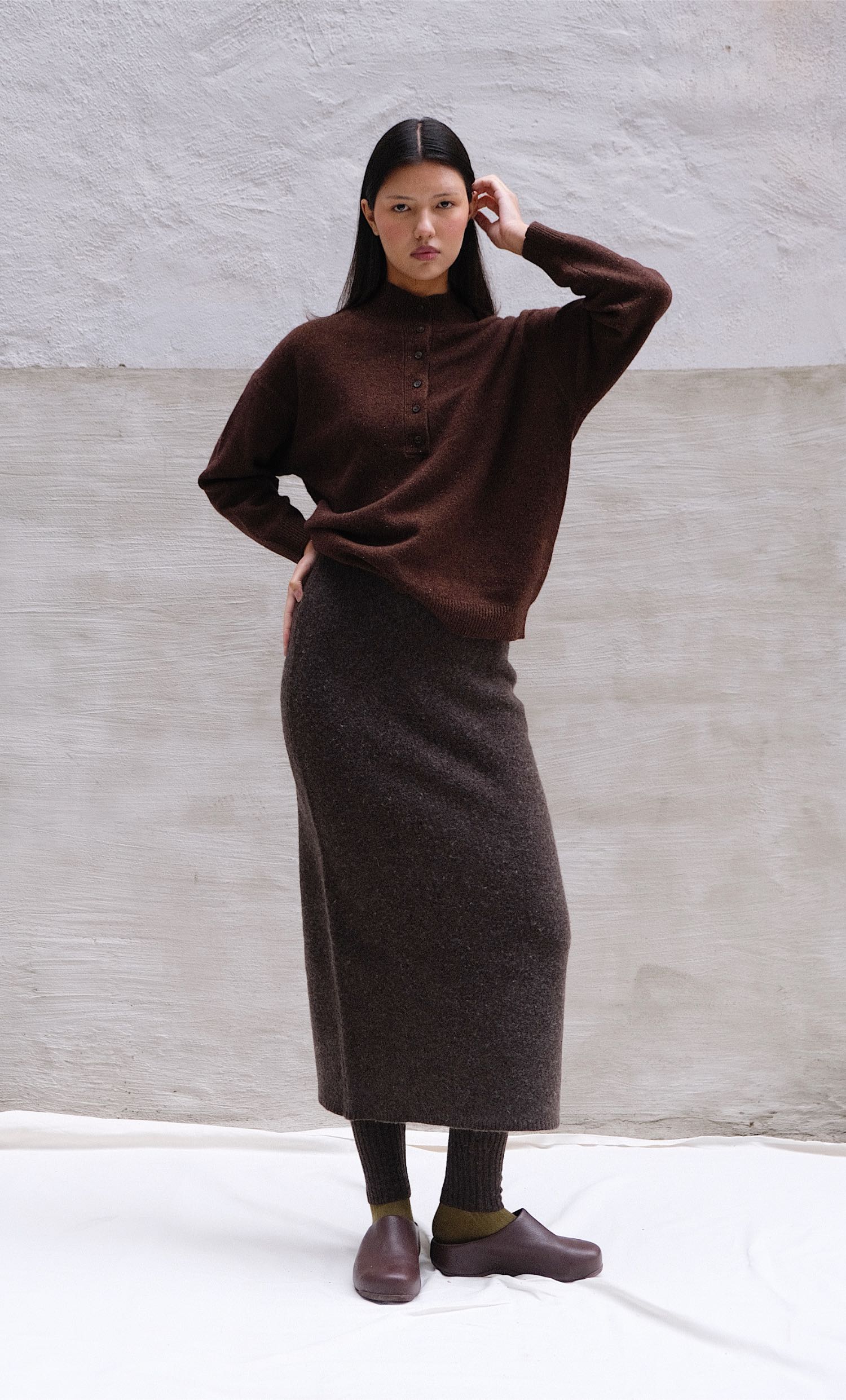 coffee Boiled Wool Skirt – Coffee