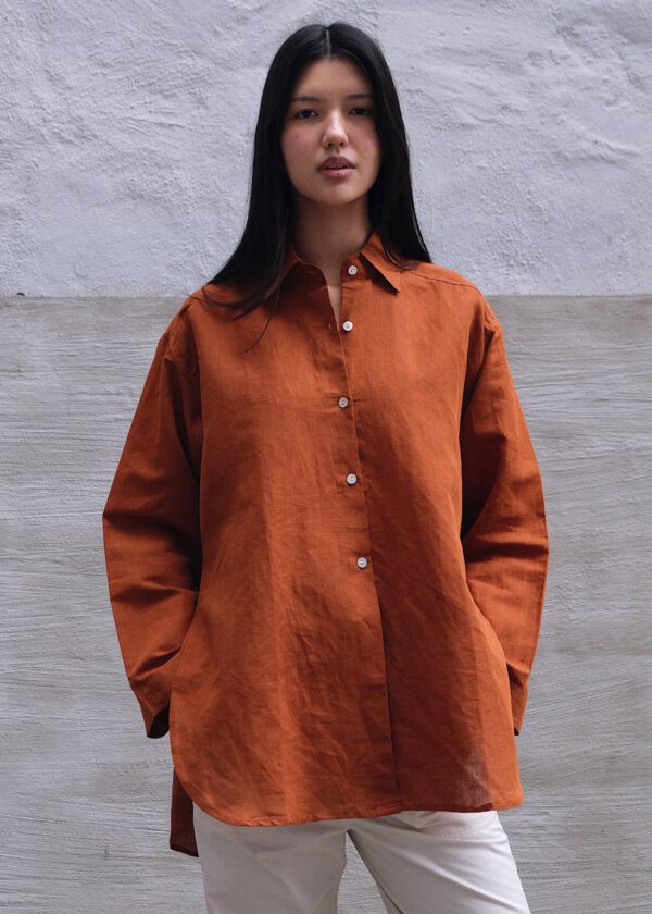 Cotton/ Linen Shirt - Rust
