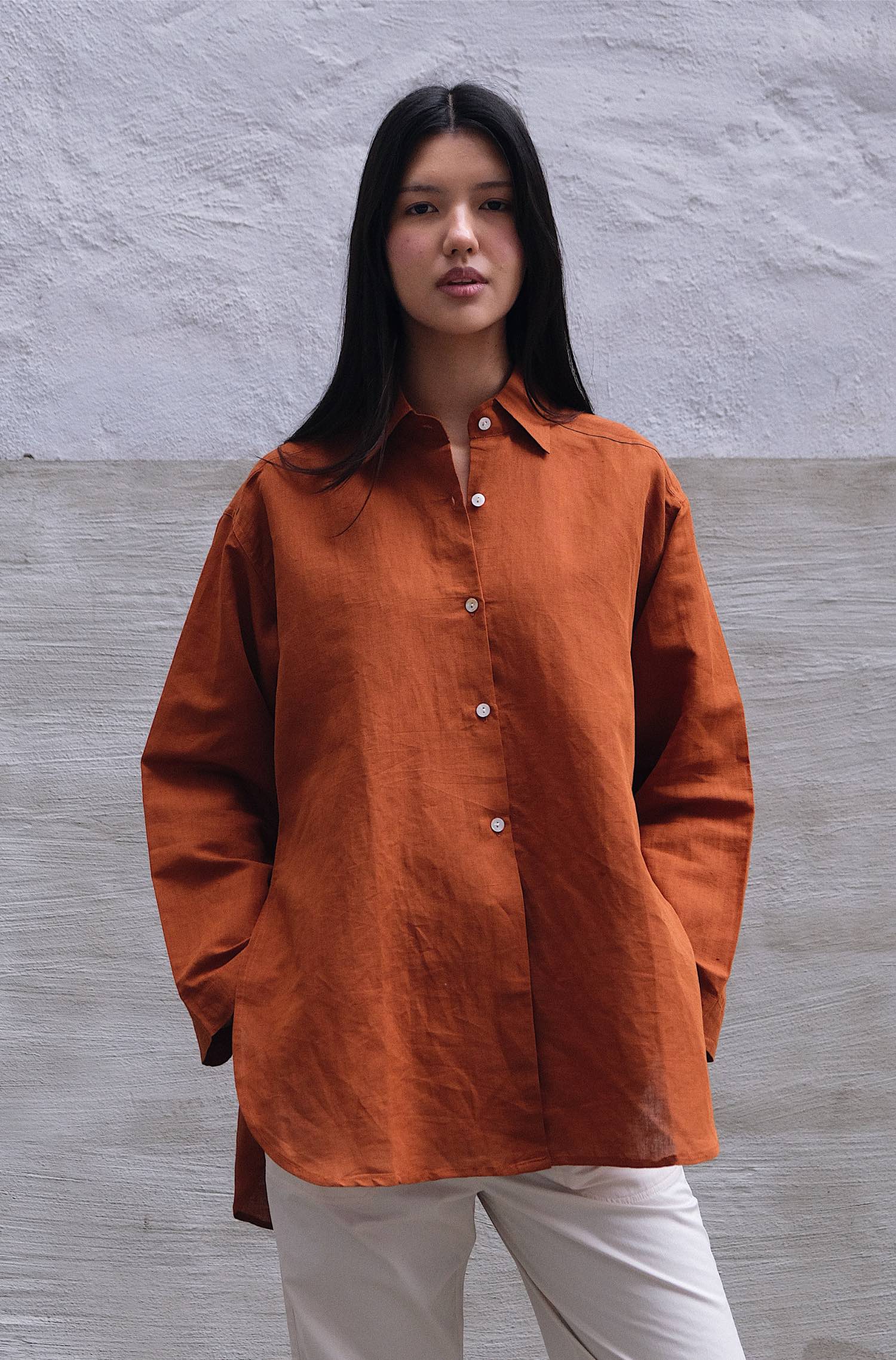 cotton_linen_shirt Cotton/ Linen Shirt – Rust