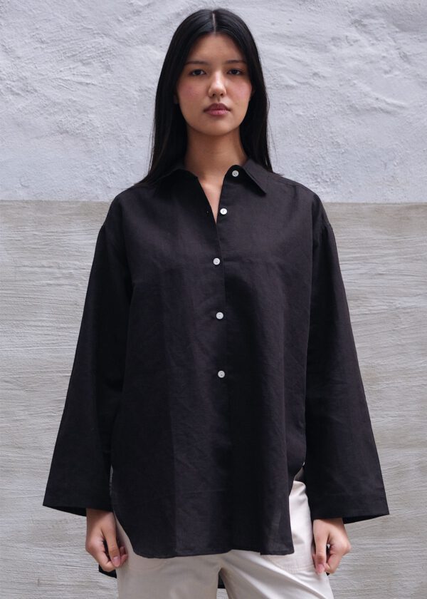 Cotton/ Linen Shirt - Black