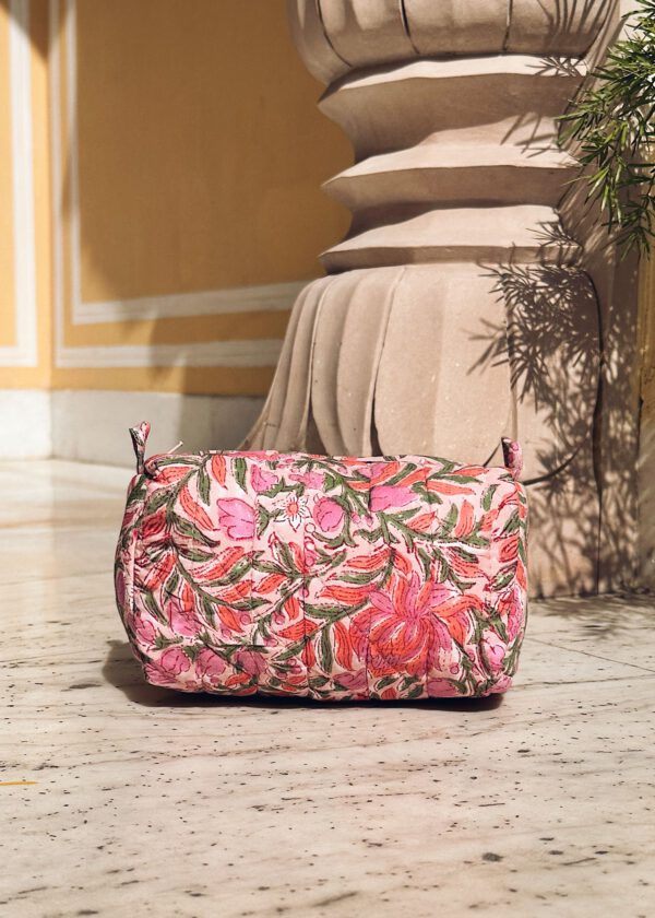 Quilted Cosmetic Bag - Pink Petal