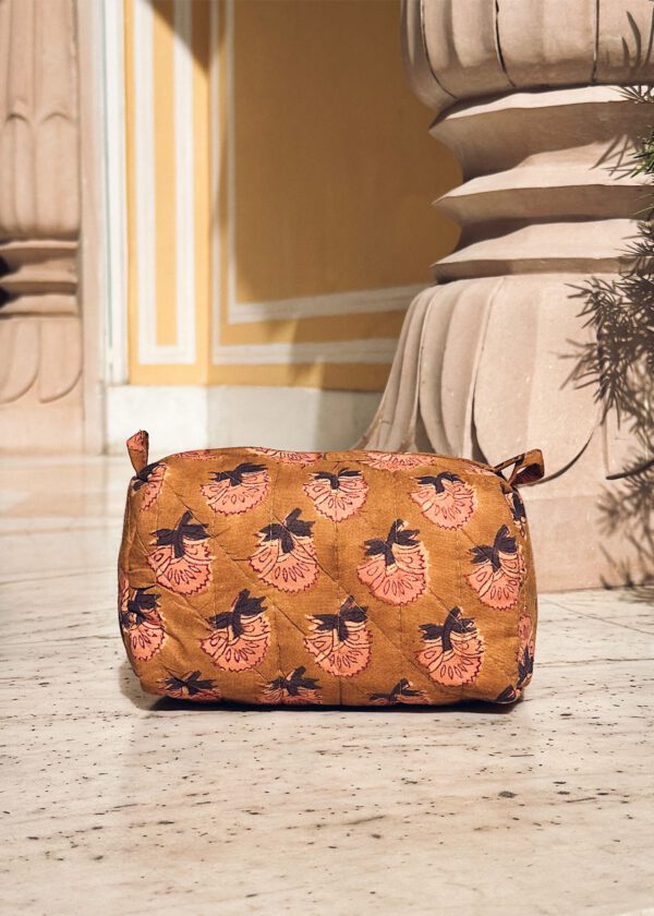 Quilted Cosmetic Bag - Saffron Bloom