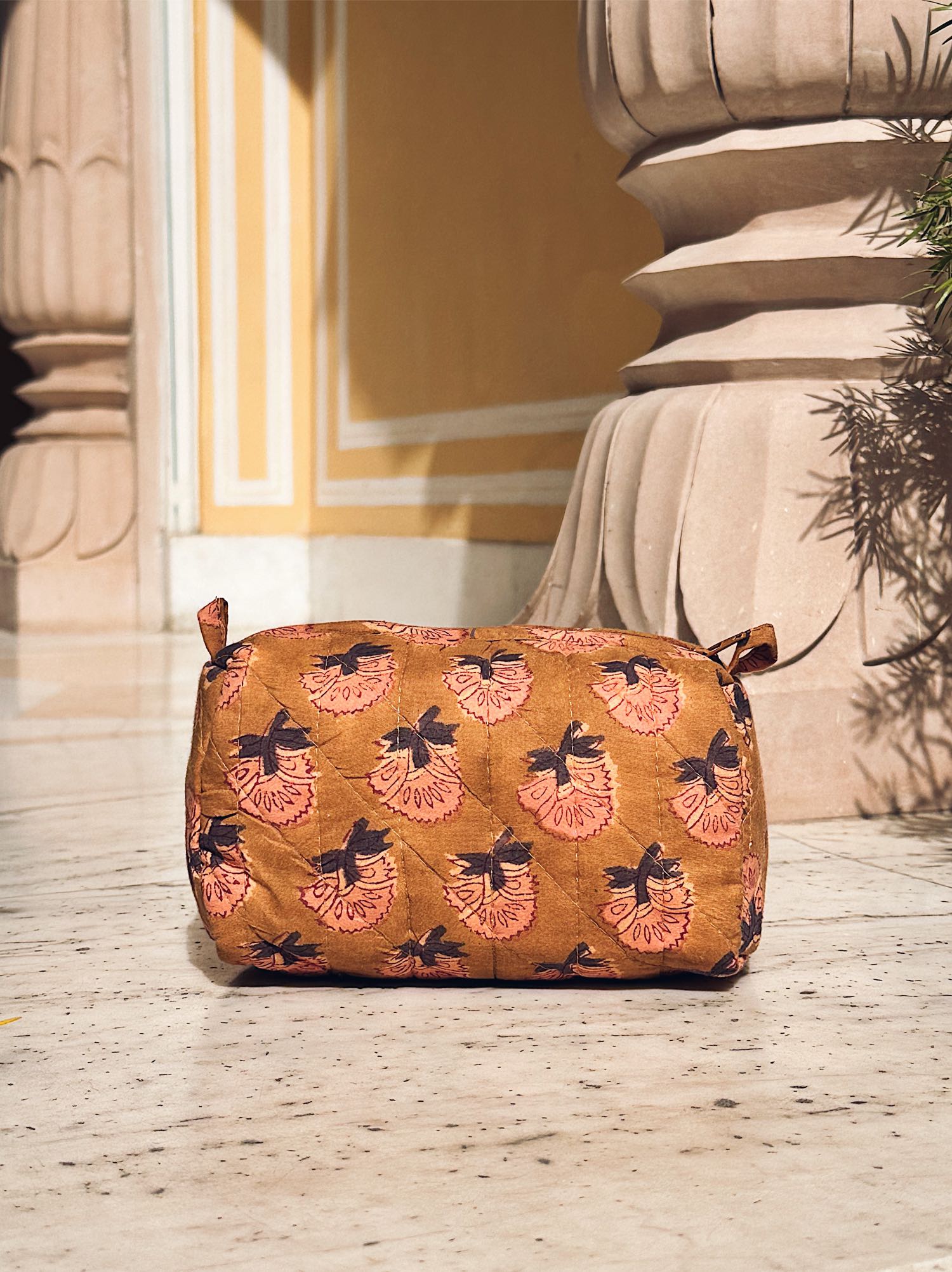cosmetic_bag Quilted Cosmetic Bag – Saffron Bloom