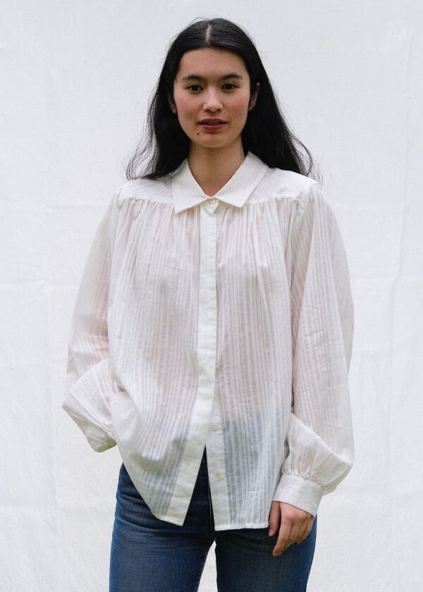 Soft Voile Blouse - White Stripes