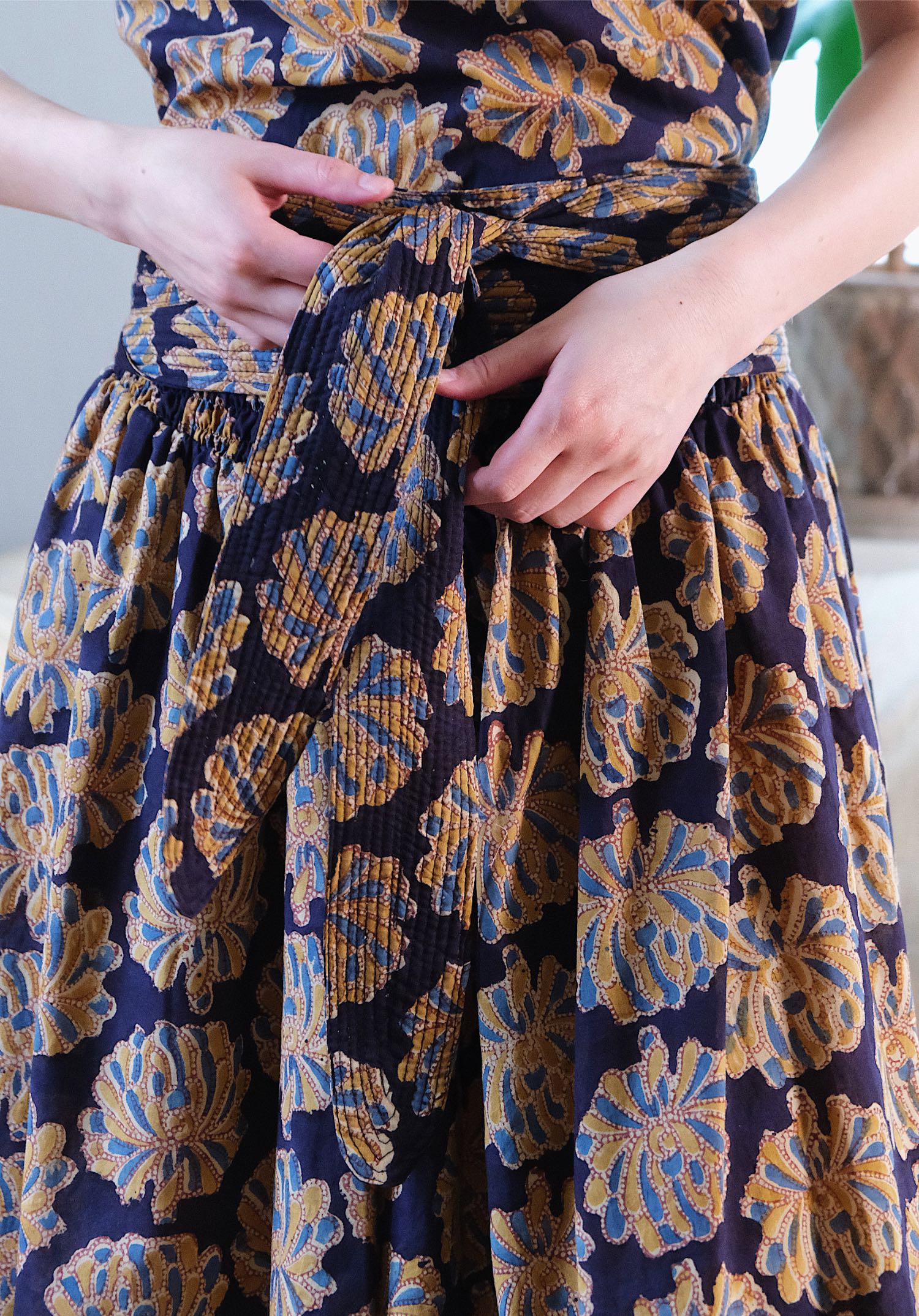 quilted_belt Bagru Quilted Belt – Indigo Goldflower