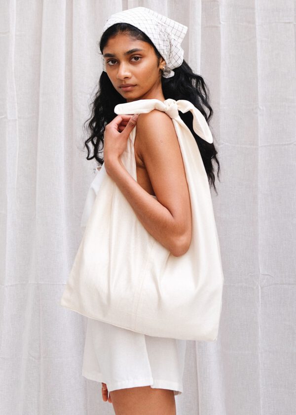 Chanderi Silk Tie Bag - Ivory