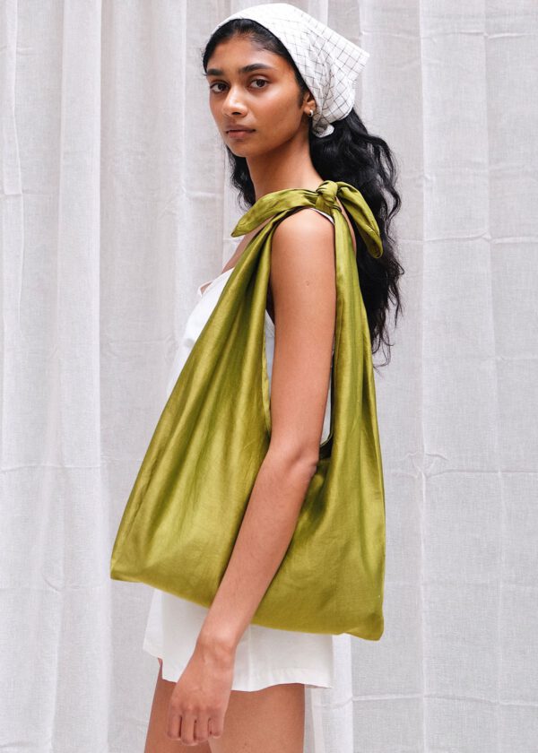 Chanderi Silk Tie Bag - Olive