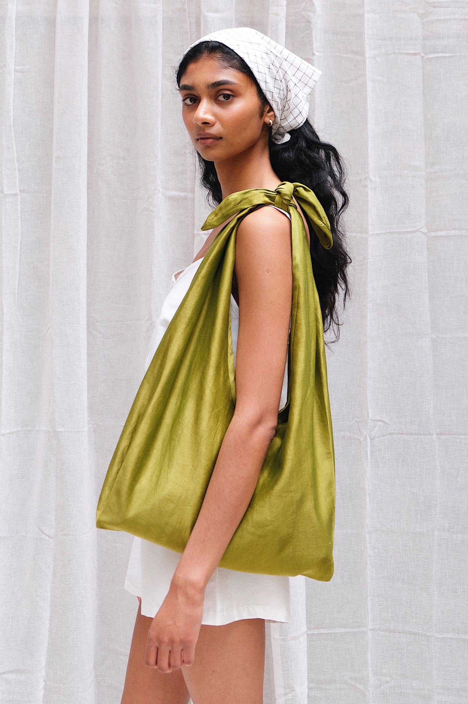 tie_bag Chanderi Silk Tie Bag – Olive