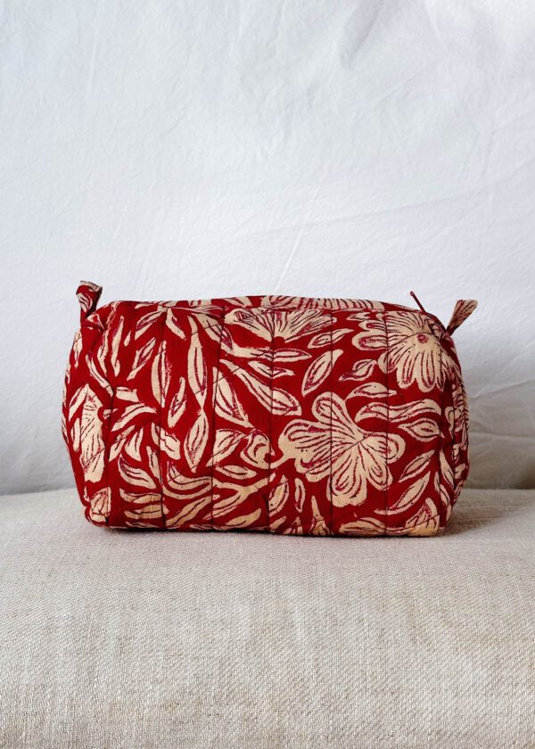 Quilted Cosmetic Bag - Scarlet