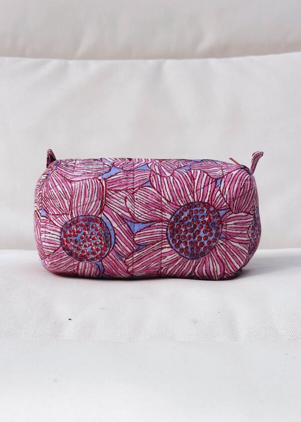 Quilted Cosmetic Bag - Mauve Flowers
