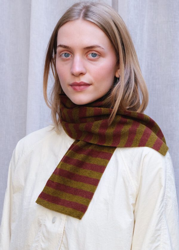 Striped Merino Scarf - Musk/ Dark Henna