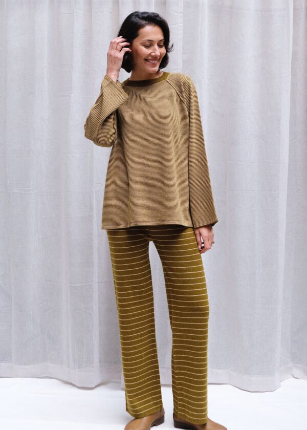 Striped Merino Pants - Musk/ Cream