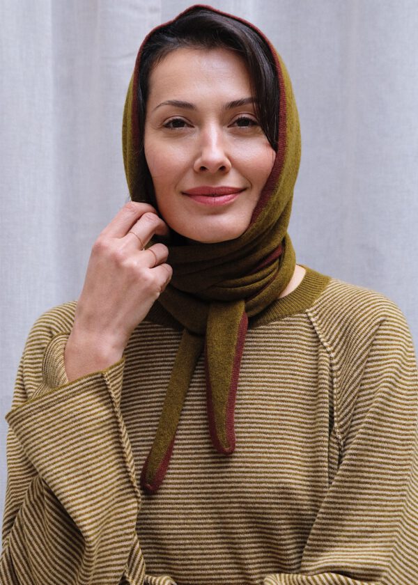 Merino Hooded Scarf - Musk/ Dark Henna