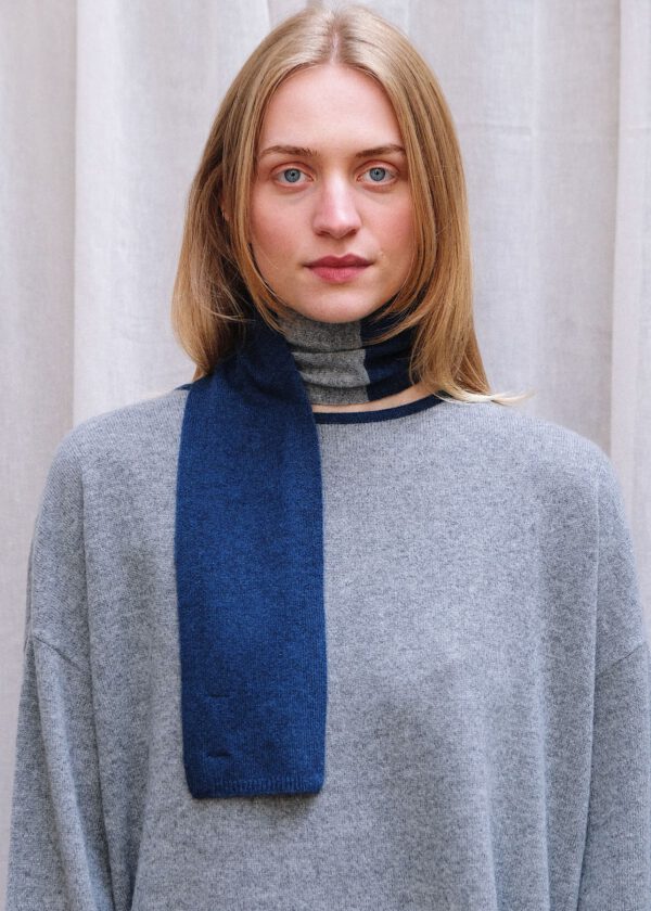 Cashmere Duo Scarf - Flannel/ Blue
