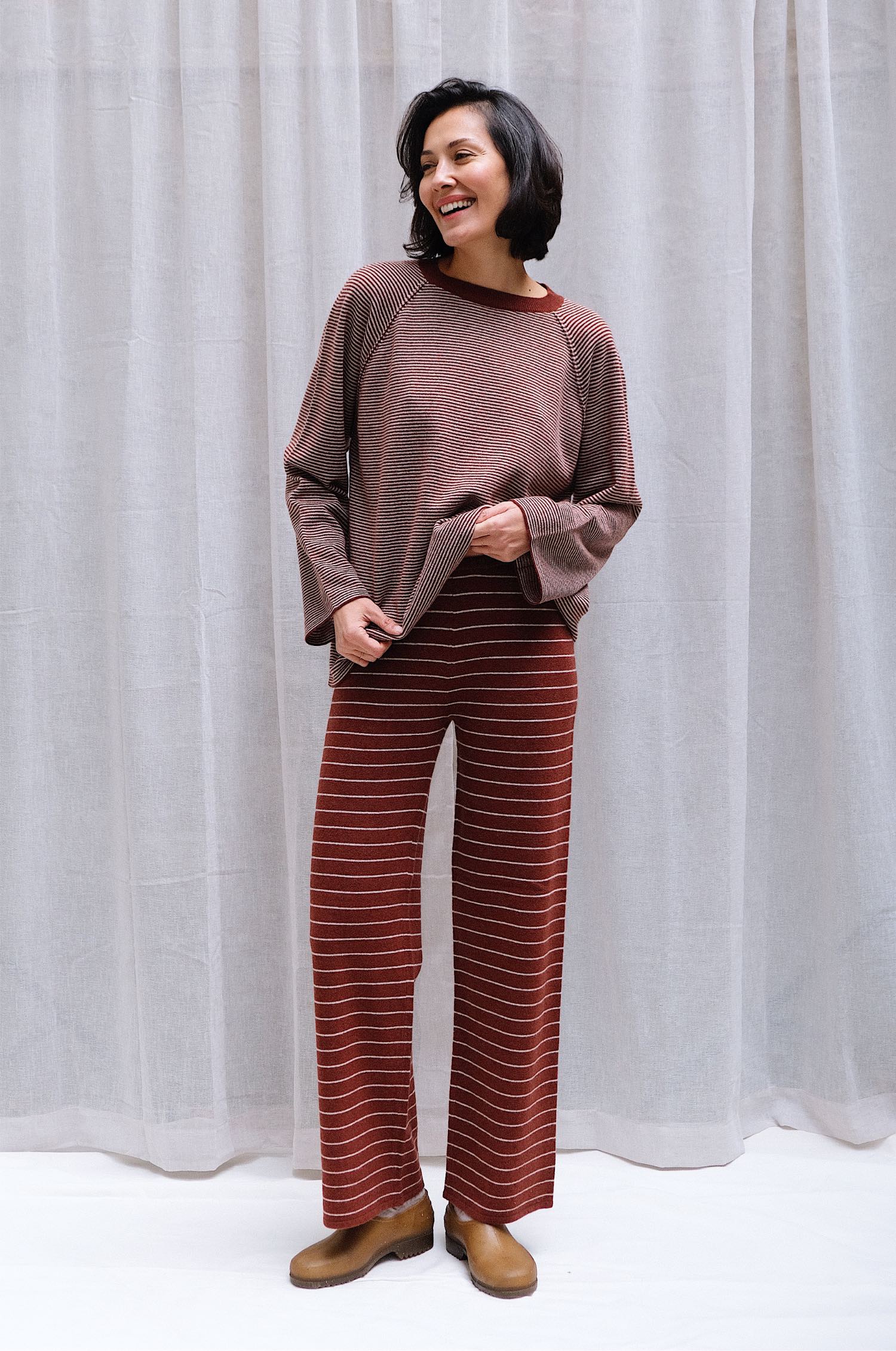 striped_merino_pants Striped Merino Pants – Dark Henna/ Cream